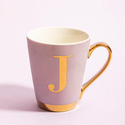 Frosted Deco Lilac Monogram Mug, J