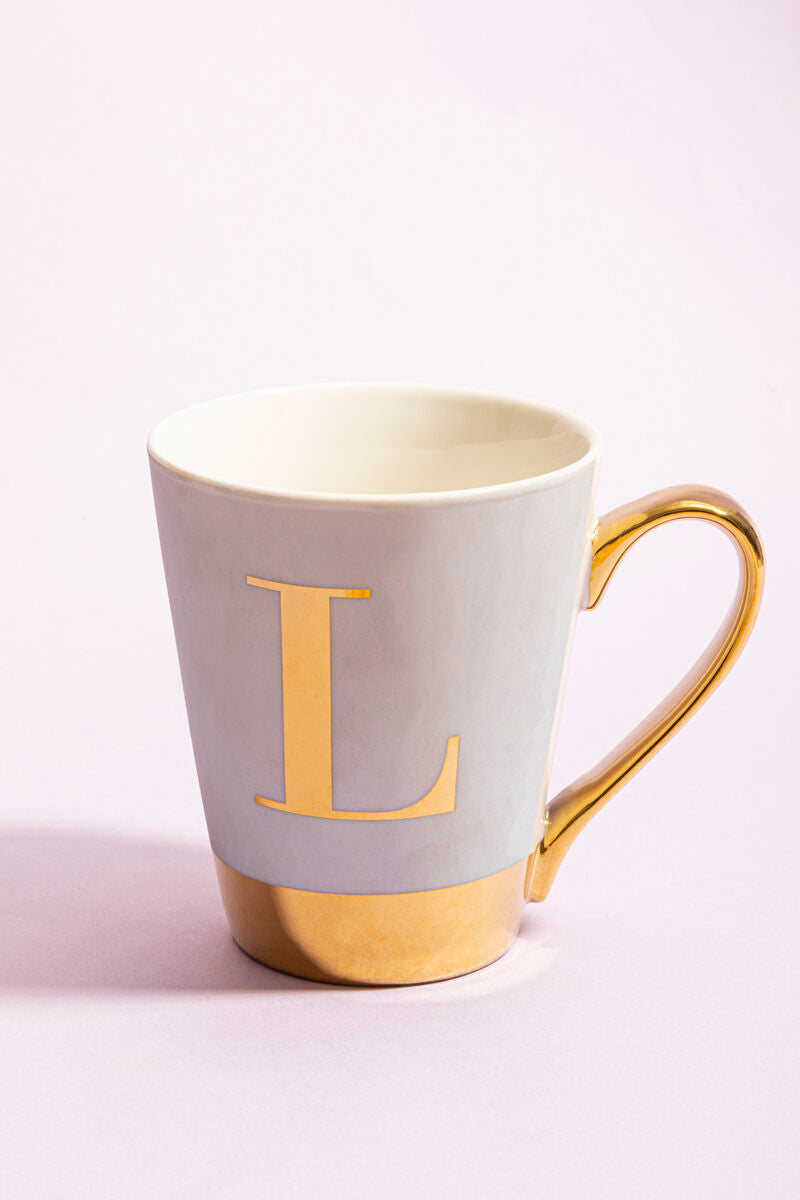 Green Frosted Deco L Letter Monogram Mug | Mimo