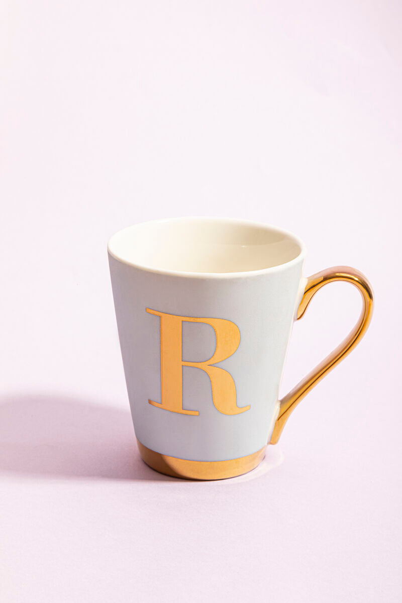 Green Frosted Deco R Letter Monogram Mug | Mimo