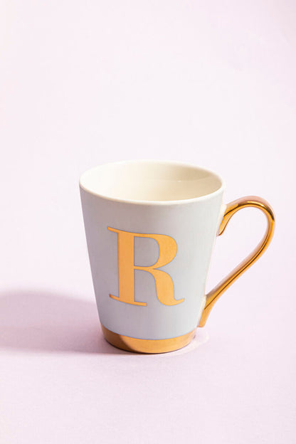 Green Frosted Deco R Letter Monogram Mug | Mimo