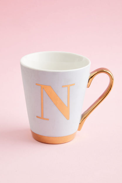 Green Frosted Deco N Letter Monogram Mug | Mimo