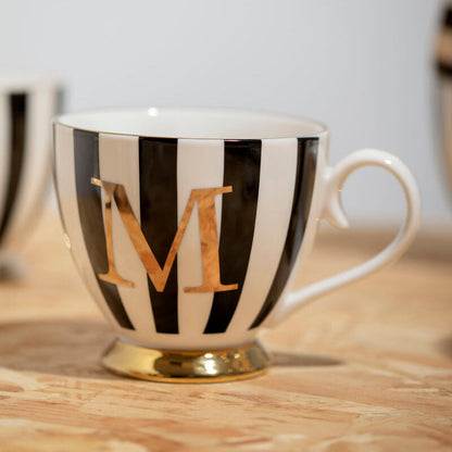 Duchess Black and White Monogram Mug, M