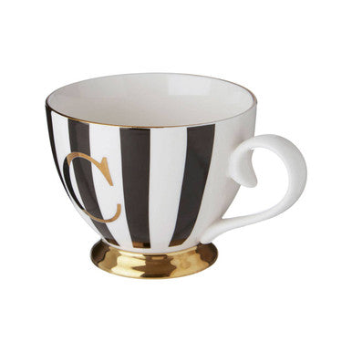 Duchess Black and White Monogram Mug, C