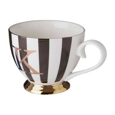 Duchess Black and White Monogram Mug, K
