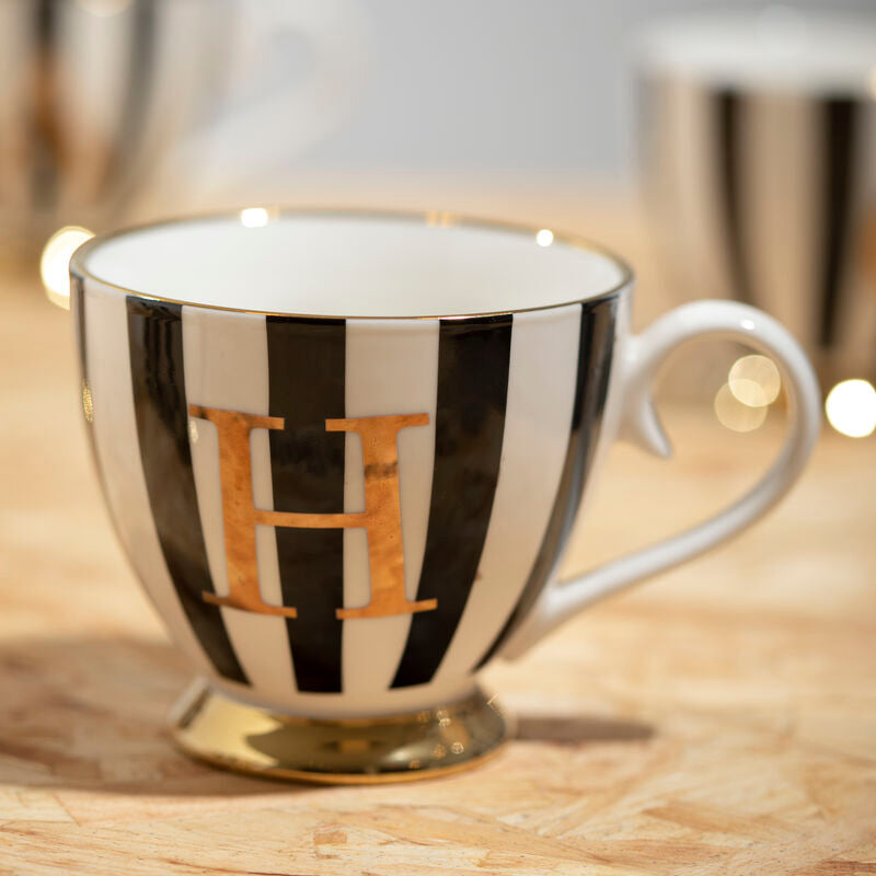 Duchess Black and White Monogram Mug, H
