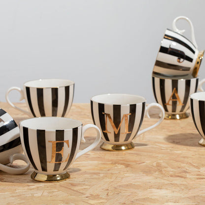 Duchess Black and White Monogram Mug, S