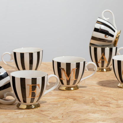 Duchess Black and White Monogram Mug, N