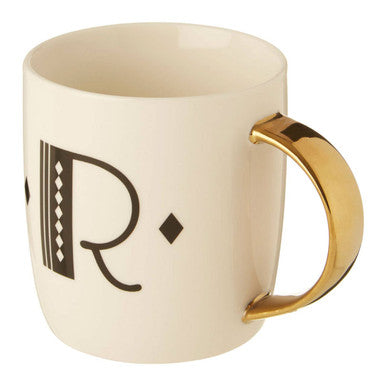 Diamond Deco White Monogram Mug, R
