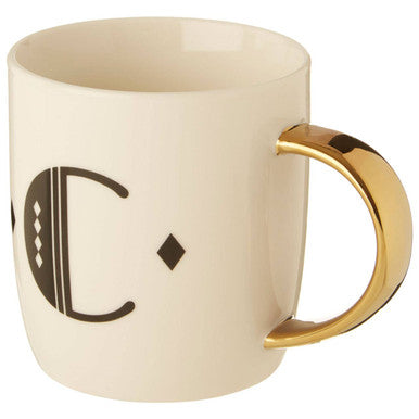 White Monogram Mug C | Diamond Deco