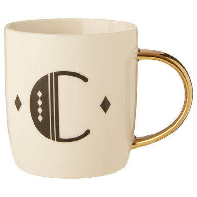 White Monogram Mug C | Diamond Deco