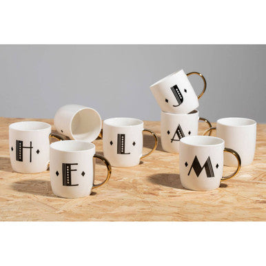 Diamond Deco White Monogram Mug, L