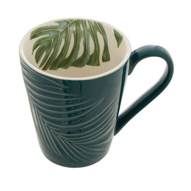 Bali Dark Green Leaf Design Mug
