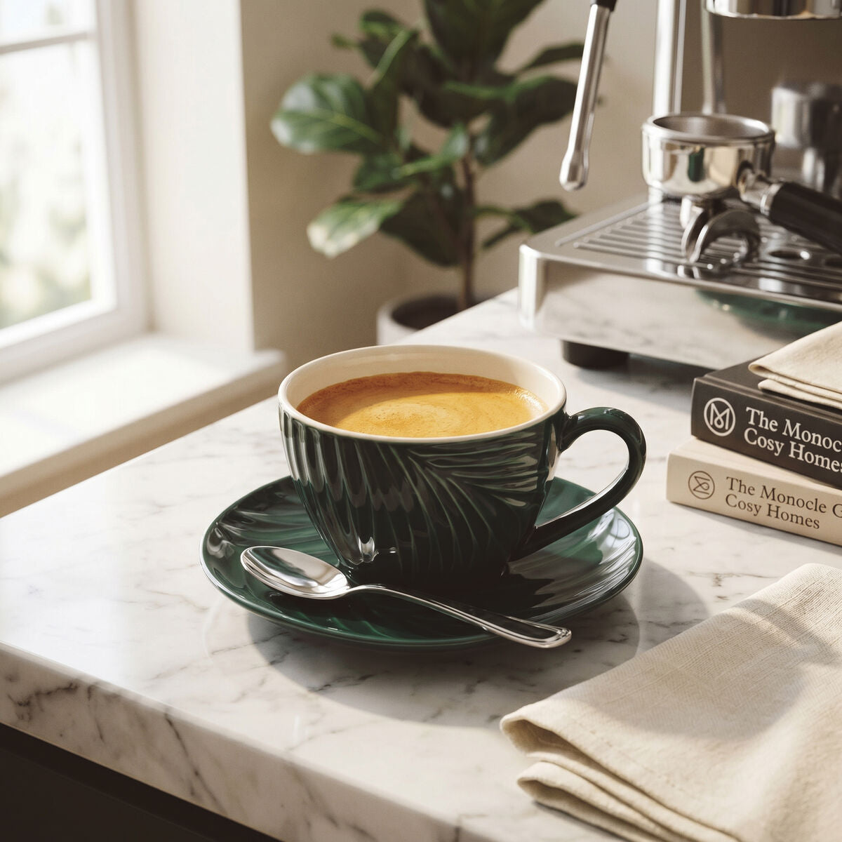 Bali Dark Green Espresso Cup And Saucer