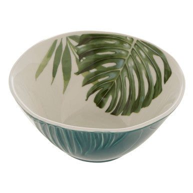 Bali Dark Green Small Salad Bowl with Leaf Design