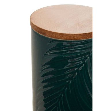 Bali Dark Green Large Storage Jar with Bamboo Lid