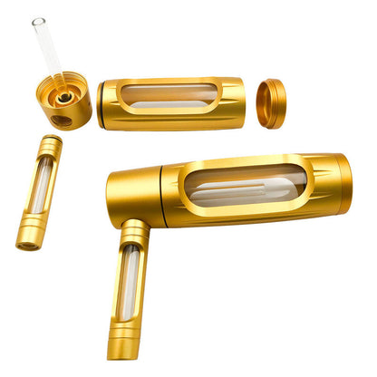 Portable metal smoking pipe with 155mm glass bowls, for dry tobacco & herb, hookah shisha pipe accessories.