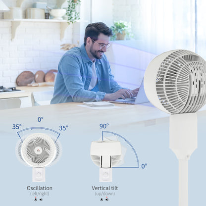 HOMCOM 9'' Air Circulator Fan 3 Speed, 70\'c2\'b0 Oscillation 90\'c2\'b0 Vertical Tilt, Carry Handle, Pedestal Fan, Pedestal Fan for Living Room, Bedroom, Office, White