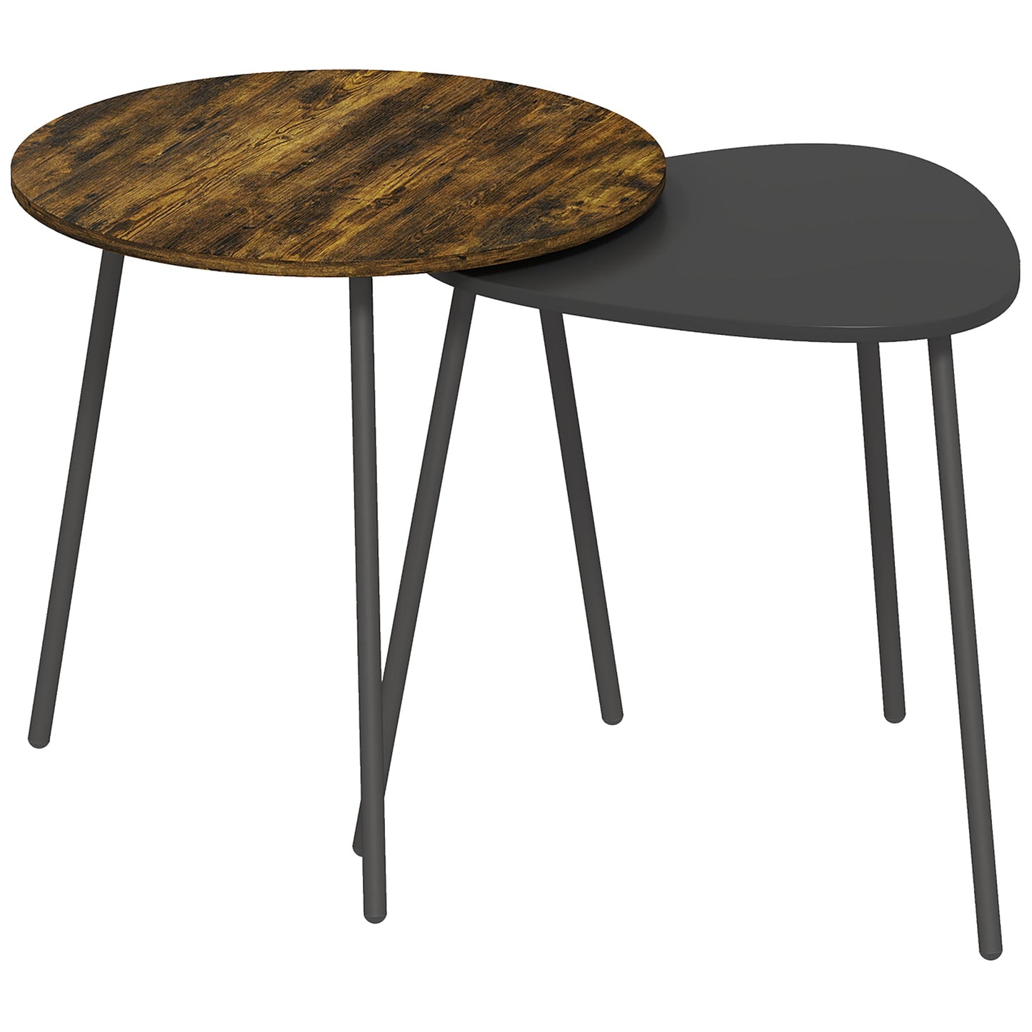 HOMCOM Nesting Side Table Set of 2 - Rustic Brown