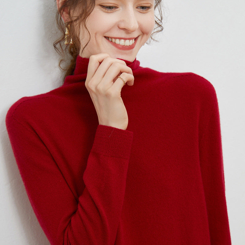 New Women's Loose-fit Ribbed Turtleneck Cropped Knit Pullover Sweater