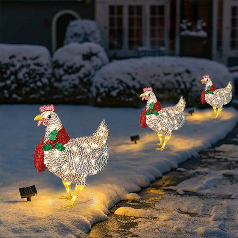 Decorated Christmas Lantern Chicken With Scarf Garden Ground Insert