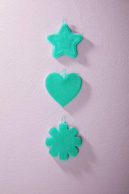 Set of 3 Teal Silicone Dish Scrubbers | Mimo