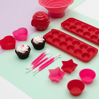 Set Of Four Non Stick Heart Silicone Moulds