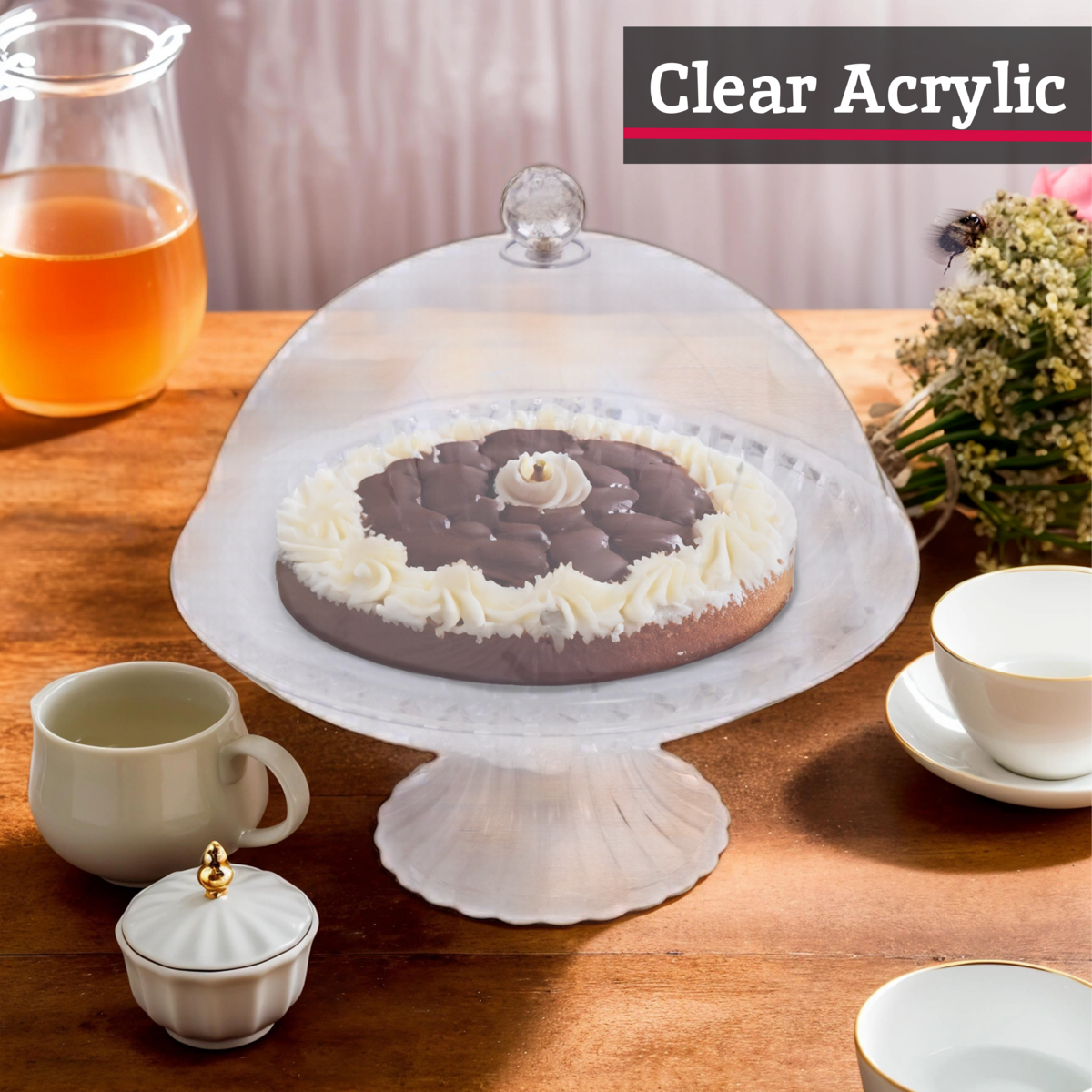 Faye Clear Acrylic Cake Stand With Dome