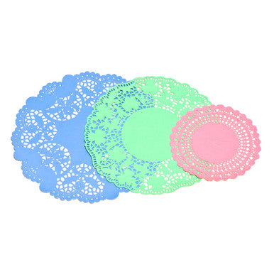 30Pcs pink, green, and blue Paper Doilies