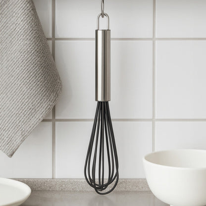 Zing Black Silicone Whisk with Stainless Steel Handle