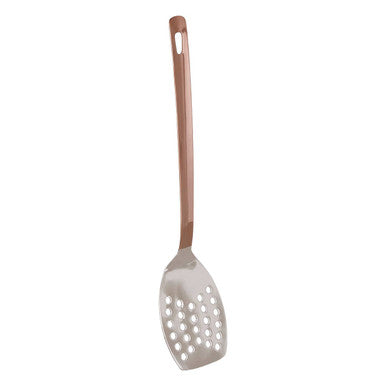 Freya Stainless Steel Slotted Turner with Copper Finish Handle