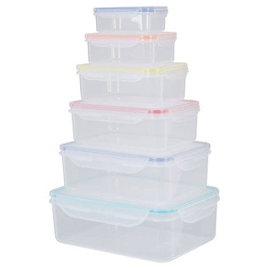 Herrela 6Pc Rectangular Food Containers With Airtight Lids