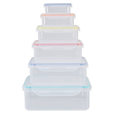 Herrela 6Pc Rectangular Food Containers With Airtight Lids