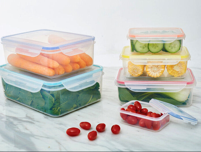 Herrela 6Pc Rectangular Food Containers With Airtight Lids