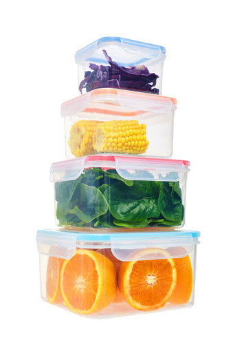 Herrela 4Pc Square Food Containers With Airtight Lids