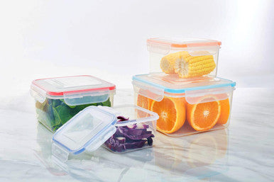 Herrela 4Pc Square Food Containers With Airtight Lids