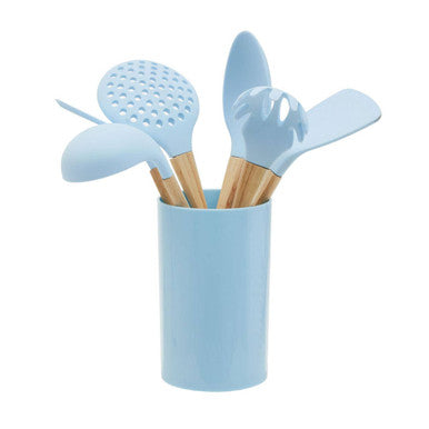 Zing 7 Piece Utensil Set In Pastel Blue
