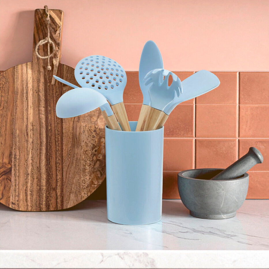 Zing 7 Piece Utensil Set In Pastel Blue