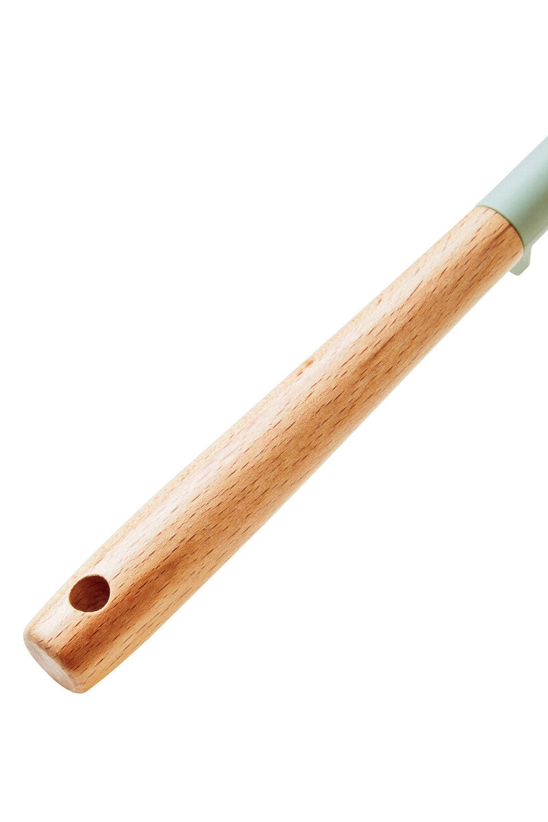 Nova Sage Green Silicone Slotted Turner With Wood Handle