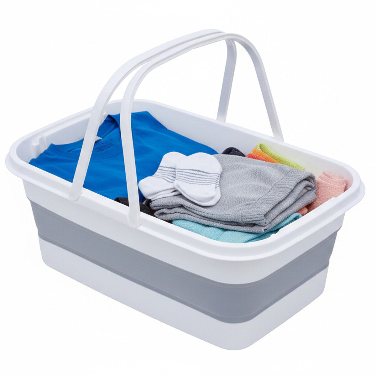 Averill  White And Grey Collapsible Basket With Handles