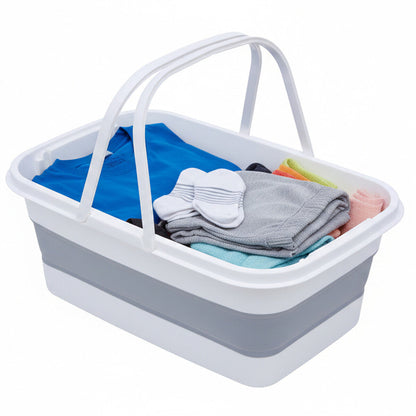 Averill  White And Grey Collapsible Basket With Handles