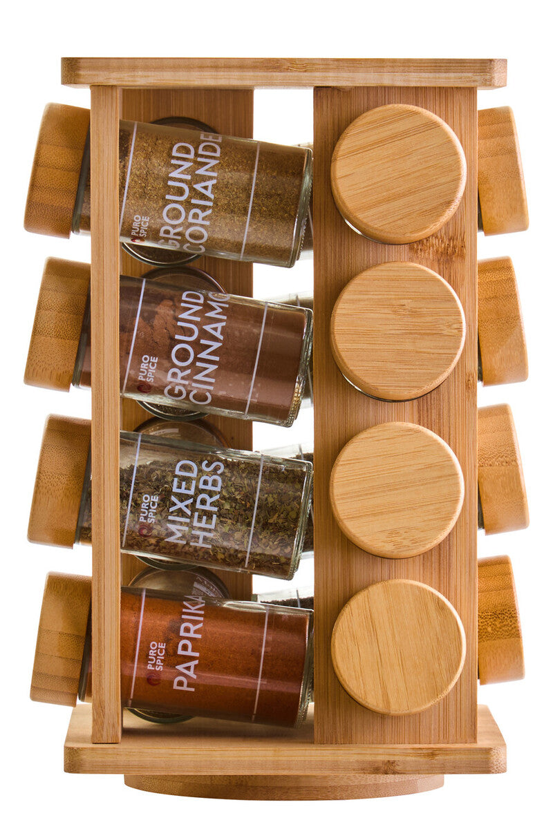 Puro Bamboo Revolving Spice Rack with 16 Jars