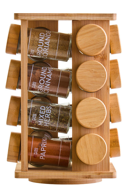 Puro Bamboo Revolving Spice Rack with 16 Jars