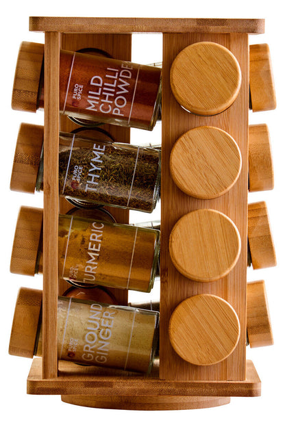 Puro Bamboo Revolving Spice Rack with 16 Jars