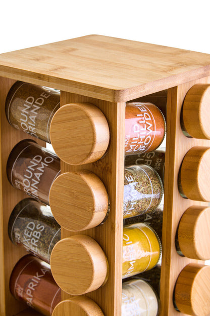 Puro Bamboo Revolving Spice Rack with 16 Jars
