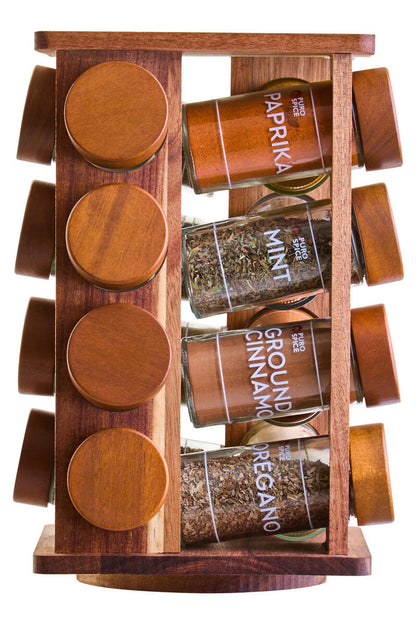 Puro Acacia Wood Revolving Spice Rack with 16 Jars