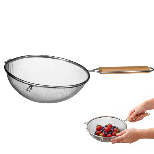 Zenigo Large Sieve With Wooden Handle