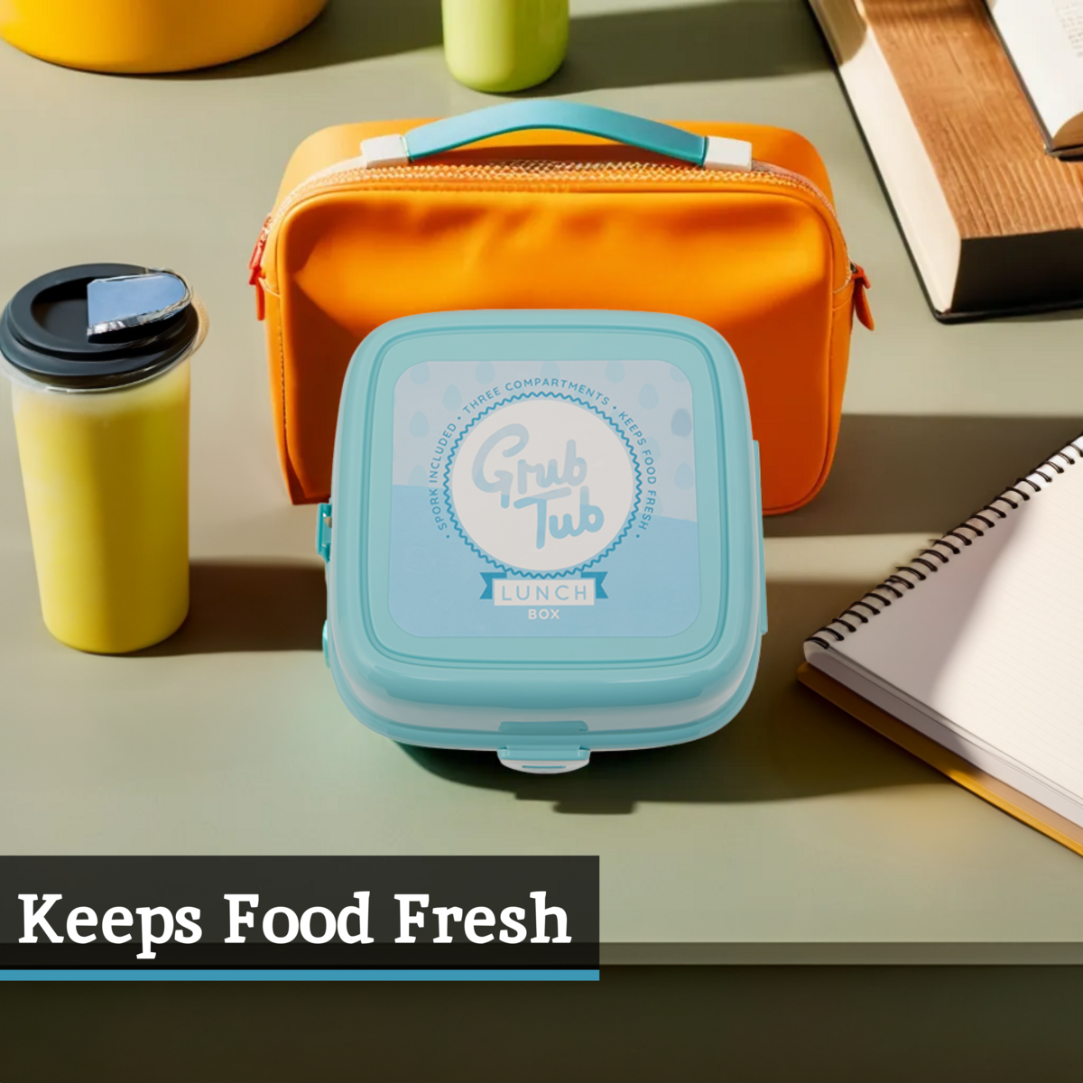 4 Compartments Mint Green Lunch Box | Grub Tub