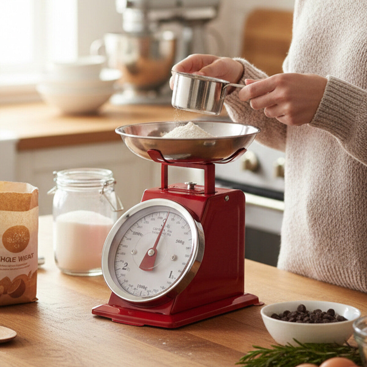 3Kg Red Retro Kitchen Scale | Olivier