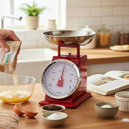 3Kg Red Retro Kitchen Scale | Olivier