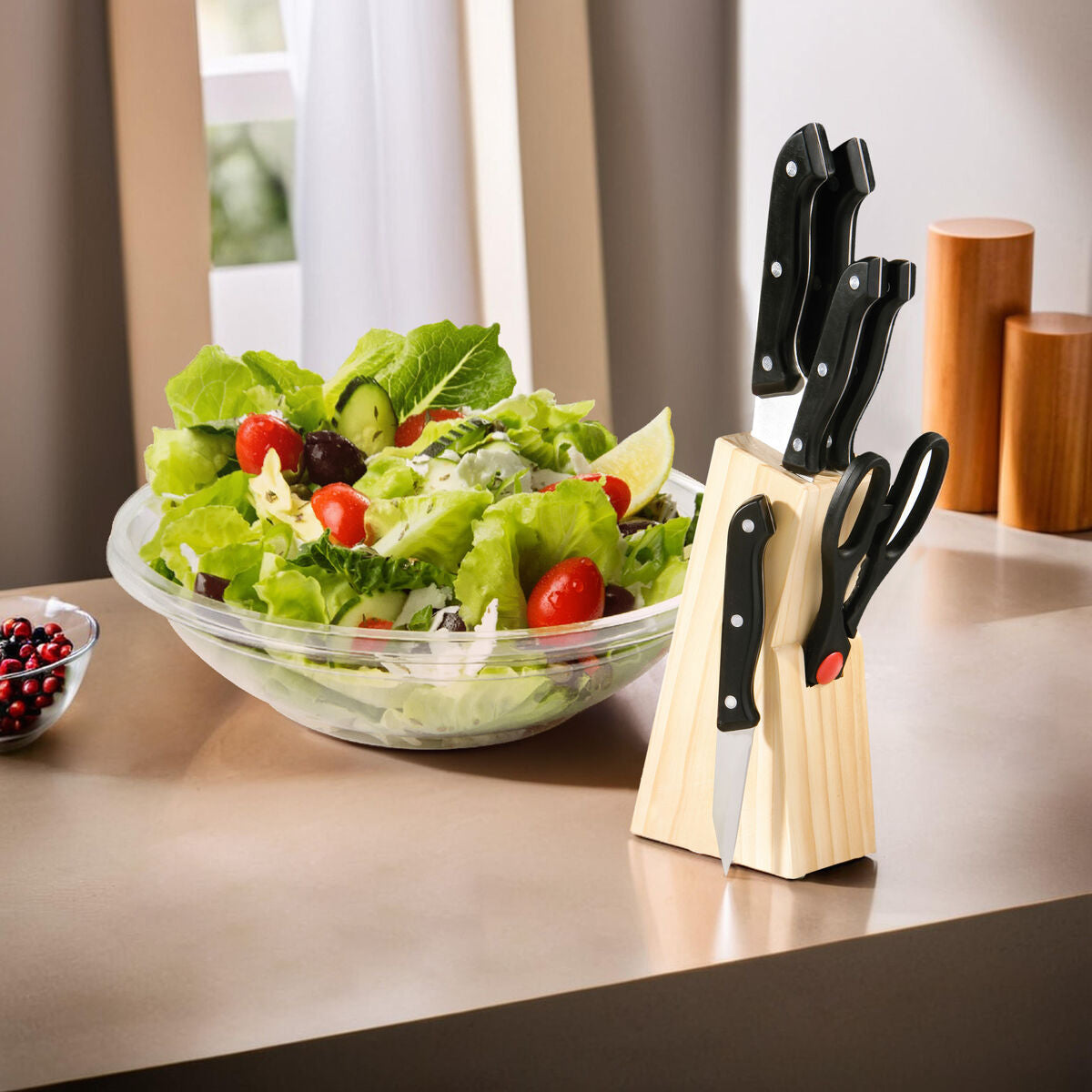 Maxima 6 Piece Knife and Scissor Set in Wooden Block